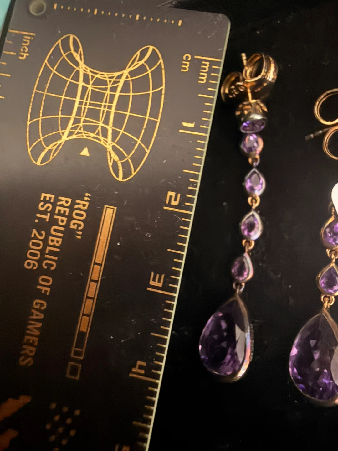 Gold Tone Sterling silver 925 amethyst Teardrop Dangle Earrings
