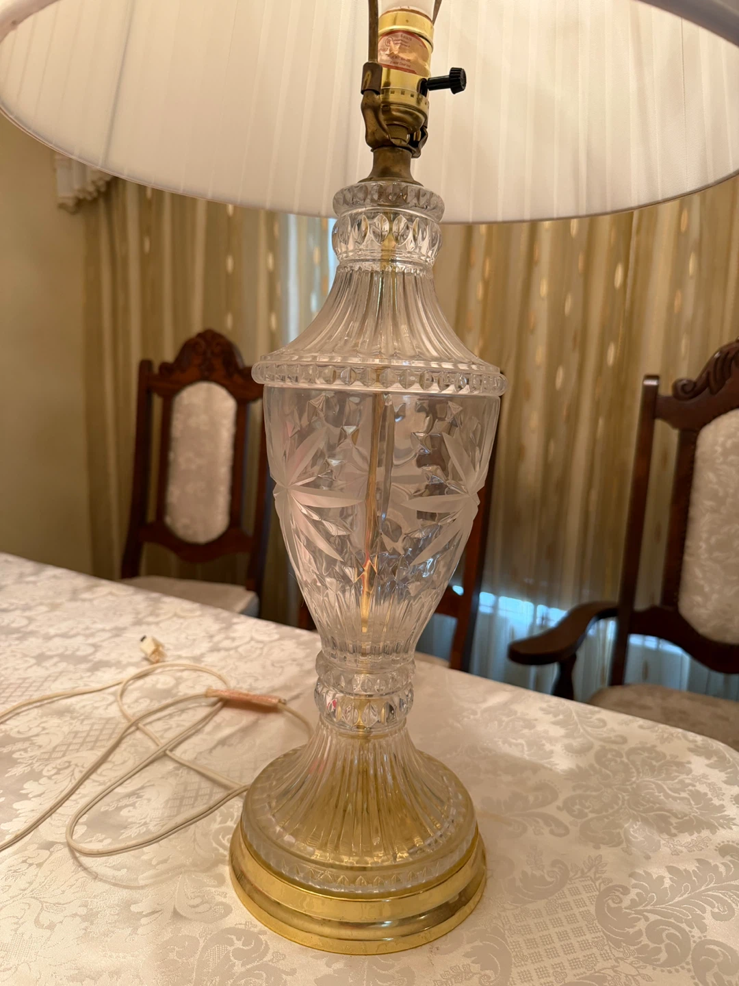 Crystal Table Lamp with Pleated Shade - photo 3