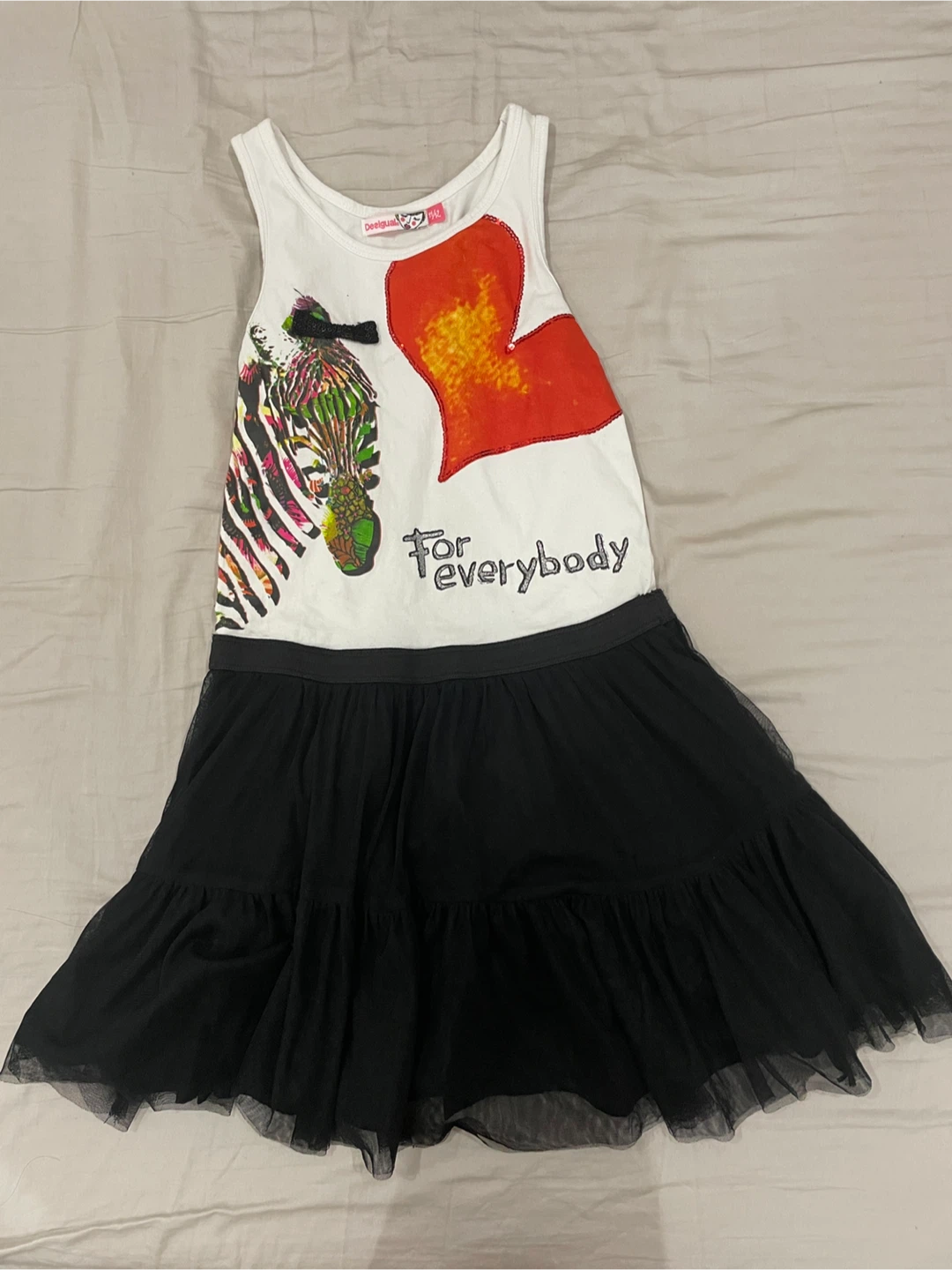 Desigual Girls Zebra & Heart Tulle Dress
