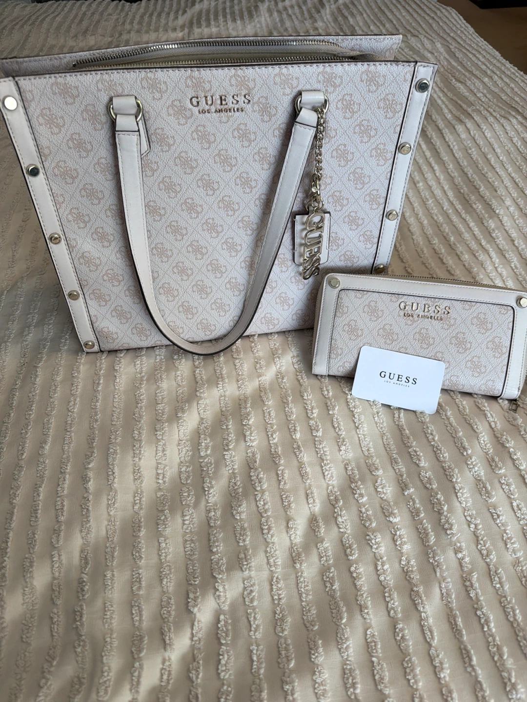 GUESS Monogram Tote Bag and Wallet Set