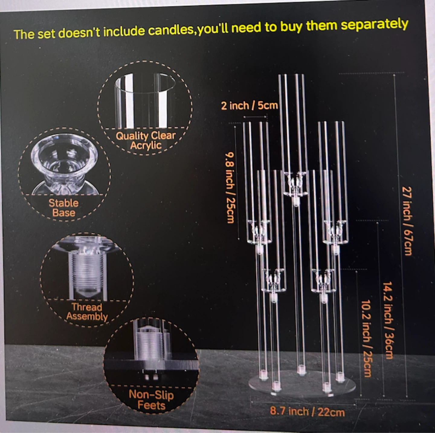 5 Heads Acrylic Candle Holder Set