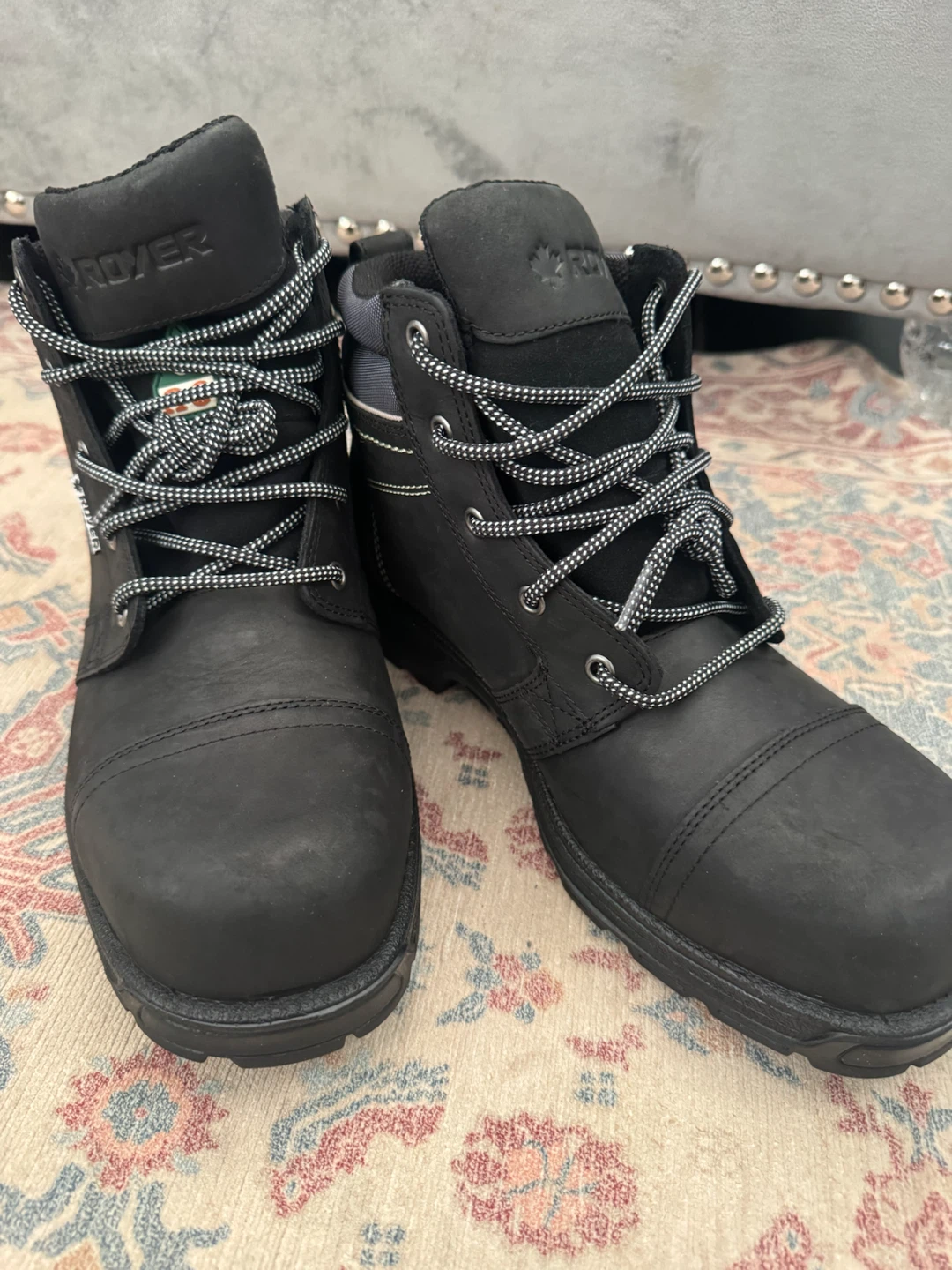 Royer Black Leather Work Boots