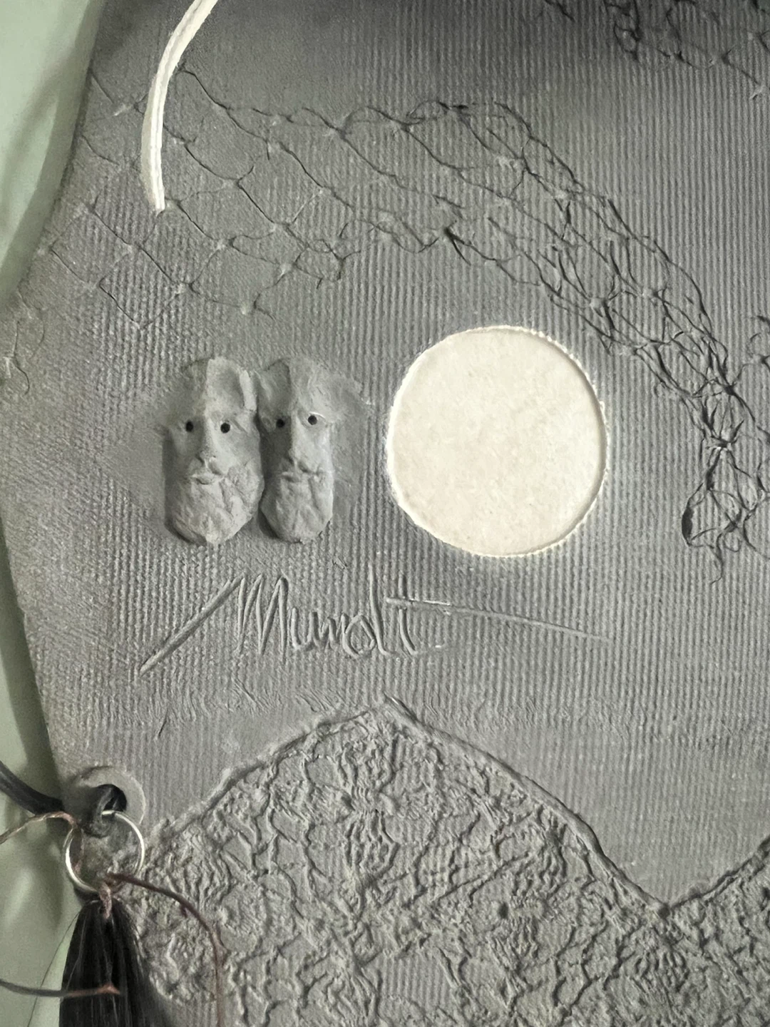 Unique Ceramic Wall Art with Tassels and Faces - photo 3