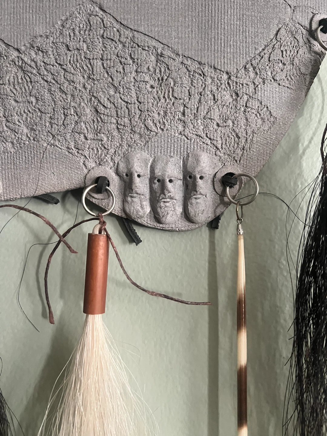 Unique Ceramic Wall Art with Tassels and Faces - photo 4