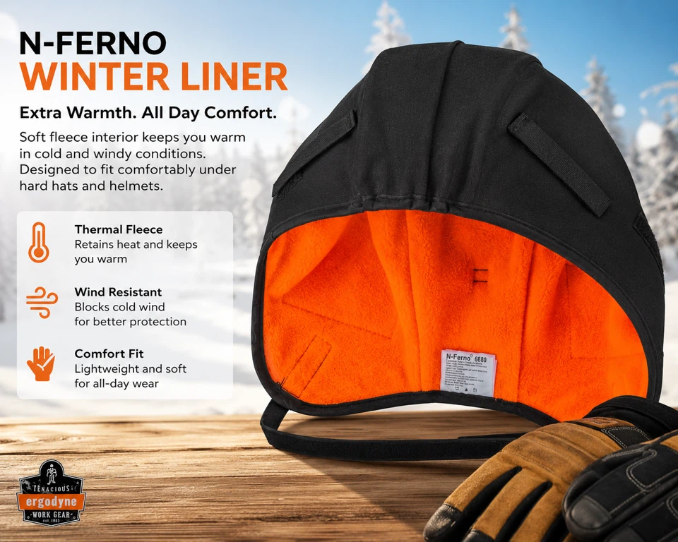 NEW Ergodyne N-Ferno Flame Resistant Winter Hard Hat Liner