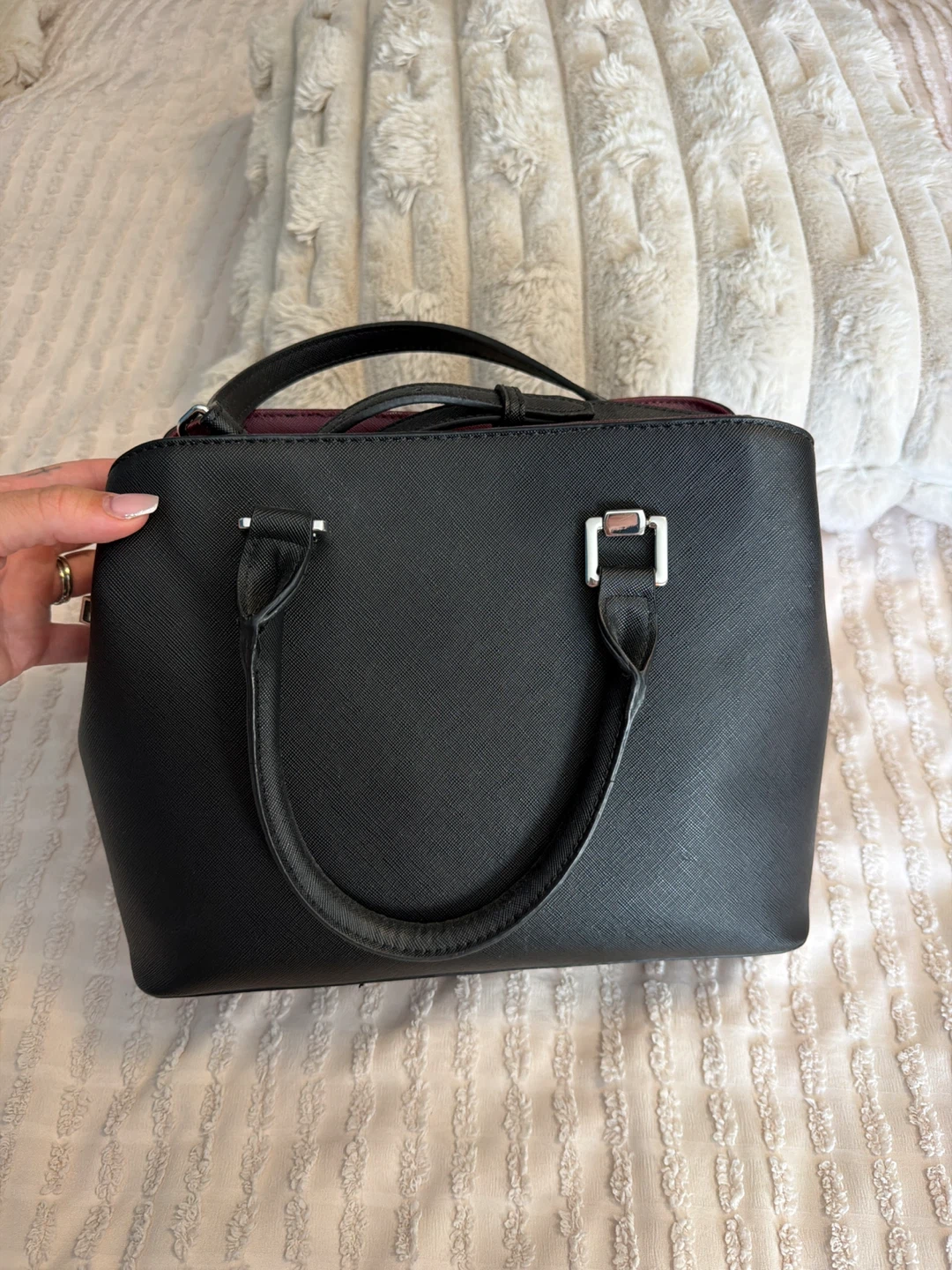 ALDO Black Satchel Handbag with Lock Charm - photo 2
