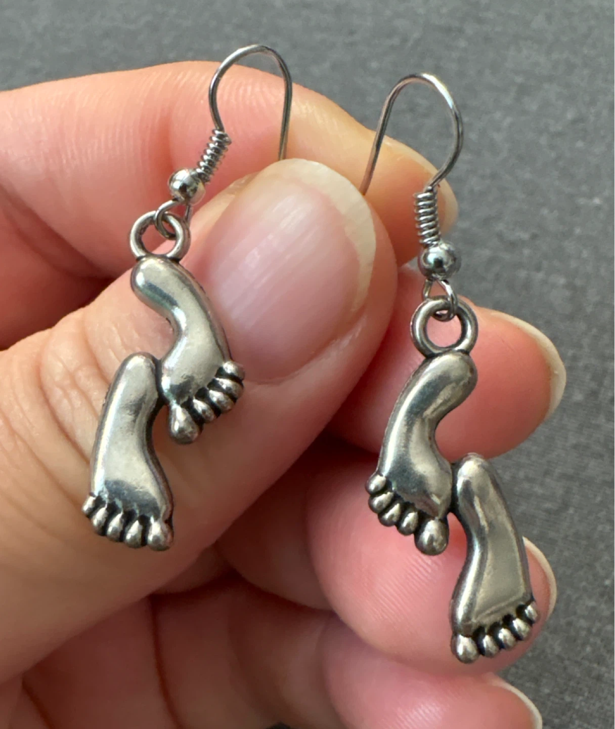 Silver-tone heavy metal  Foot Dangle Earrings