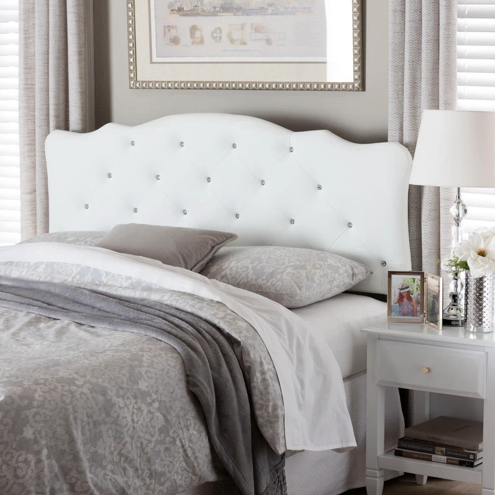New Queen Size White Upholstered Button Tufted Headboard - photo 4