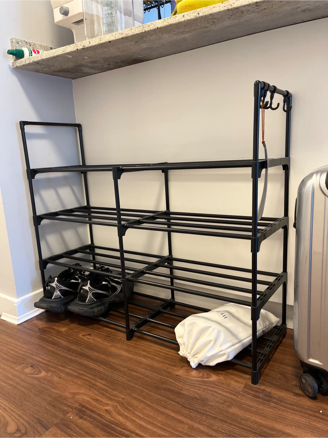 (-Aug30) 4 Tier Shoe Rack Organizer - Black Metal