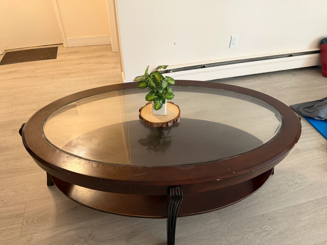 Oval Coffee Table with Glass Top