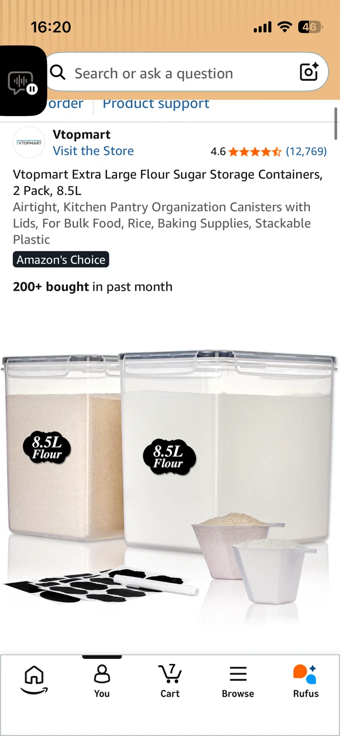 (-Aug30)Vtopmart Flour Sugar Storage Containers (2 Pack) - photo 2