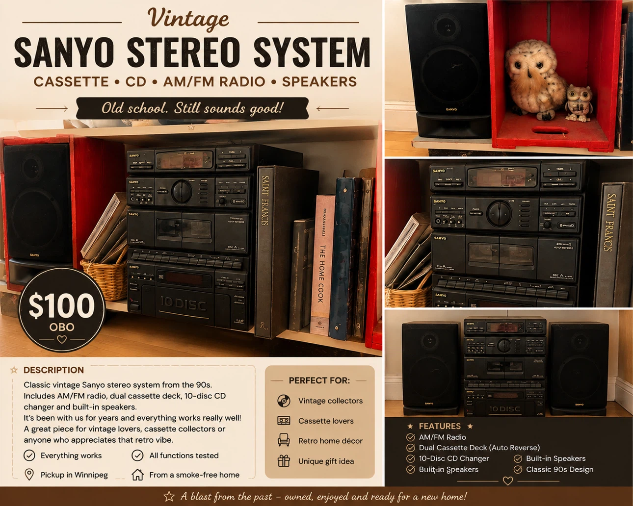 Vintage Sanyo Stereo System