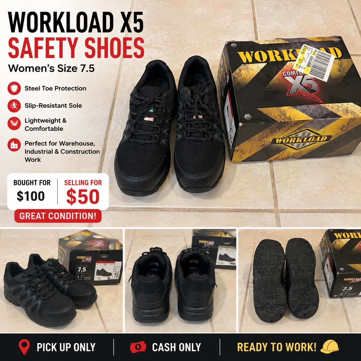 Workload X5 Safety Shoes - Women's Size 7.5