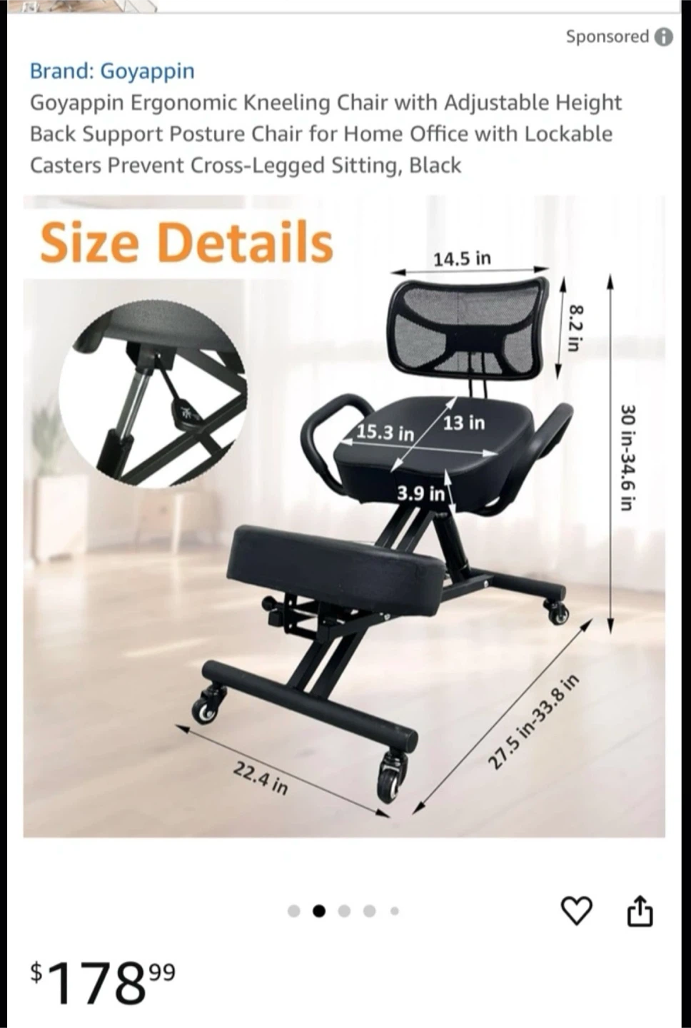 Ergonomic kneeling chair - photo 2