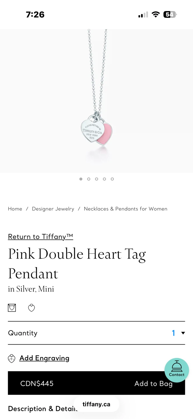 ✨✨Tiffany & Co. Pink Double Heart Tag Necklace - photo 3