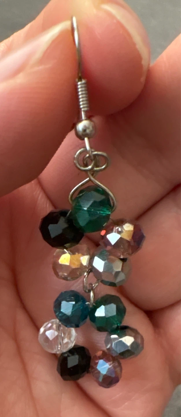 Handmade Multi-colour Beaded Dangle Earrings - photo 2