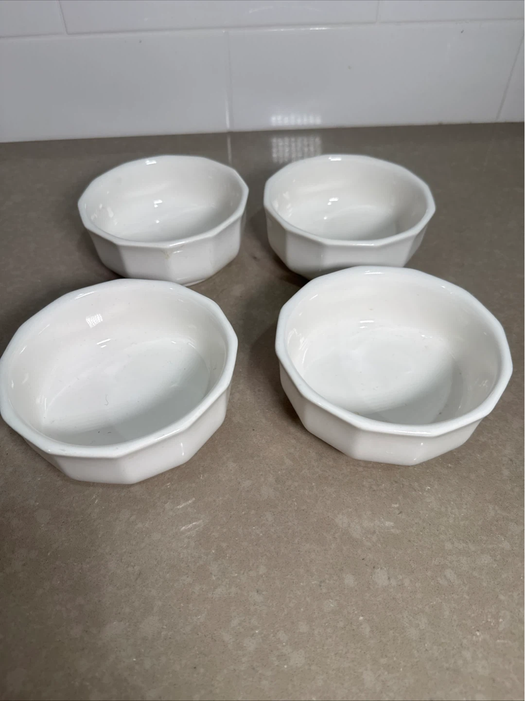 Set of 4 White Ceramic Ramekins