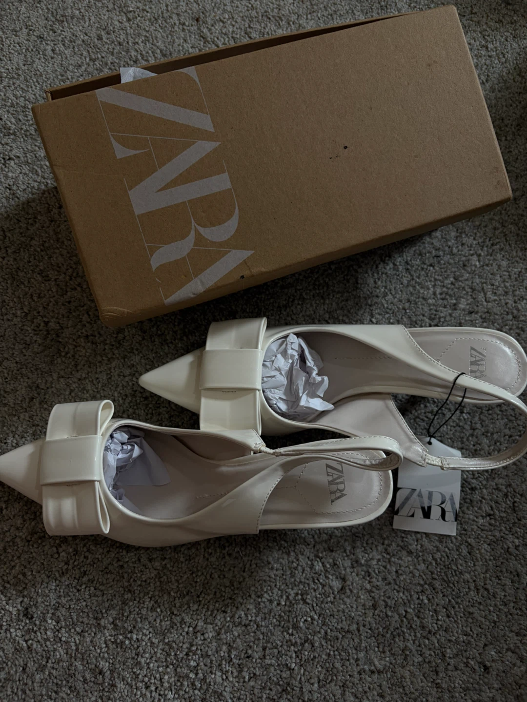 ZARA Women's White Bow Slingback Heels - photo 2