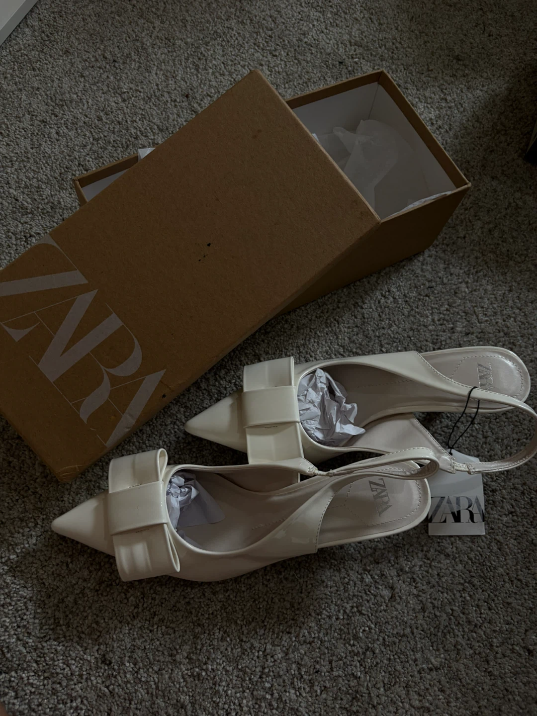 ZARA Women's White Bow Slingback Heels - photo 4