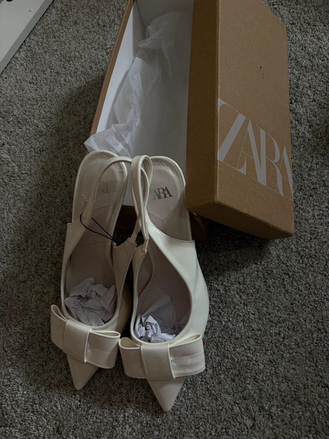ZARA Women's White Bow Slingback Heels - photo 5
