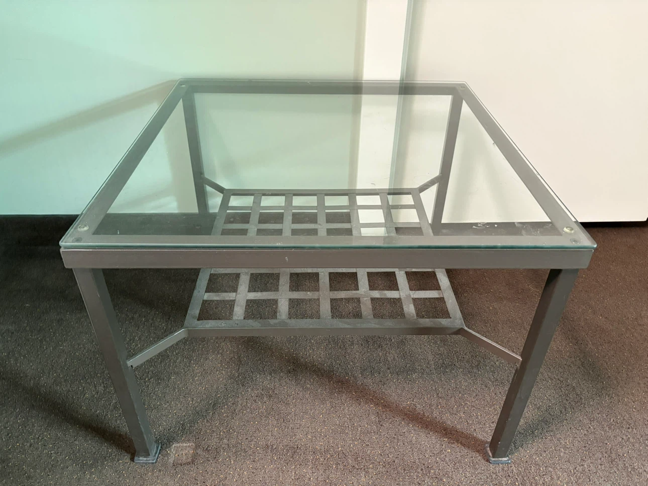 Glass Top Coffee Table with Metal Frame