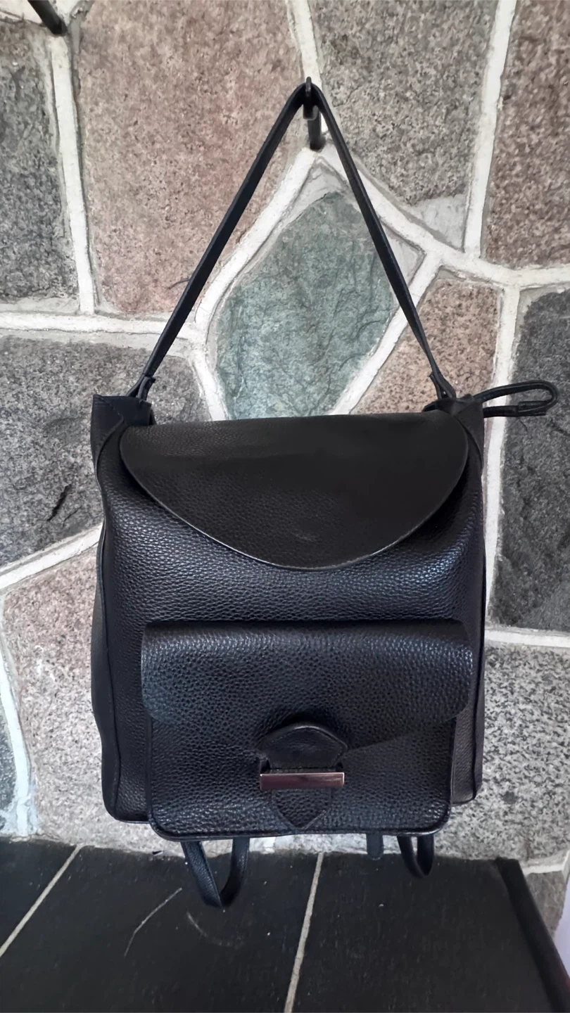 Black Faux Leather Backpack Purse