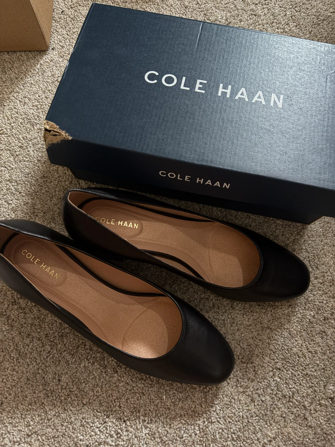 Cole Haan Black Leather Ballet heels