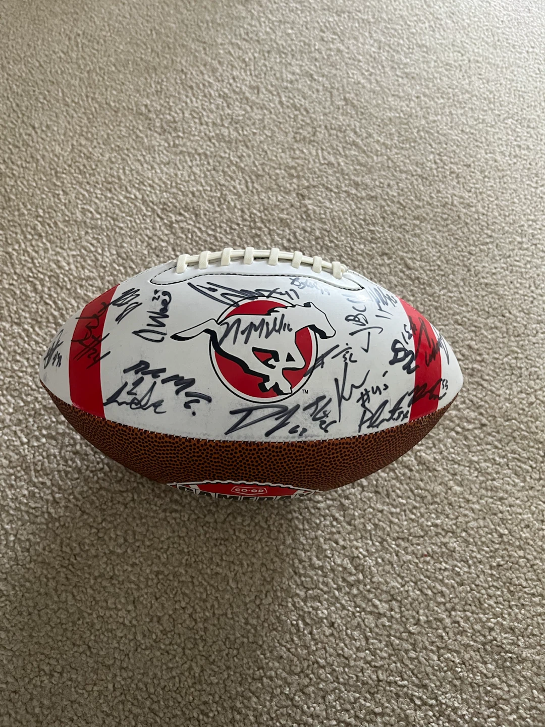 Stampeders Autographed Football - photo 2