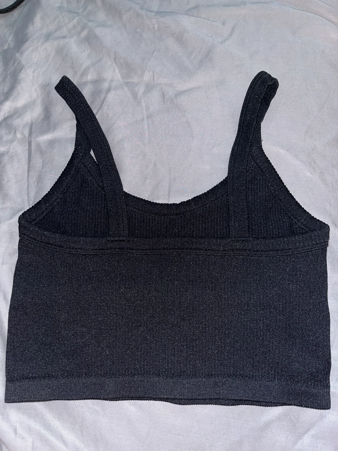 Black Ribbed Crop Top - photo 2
