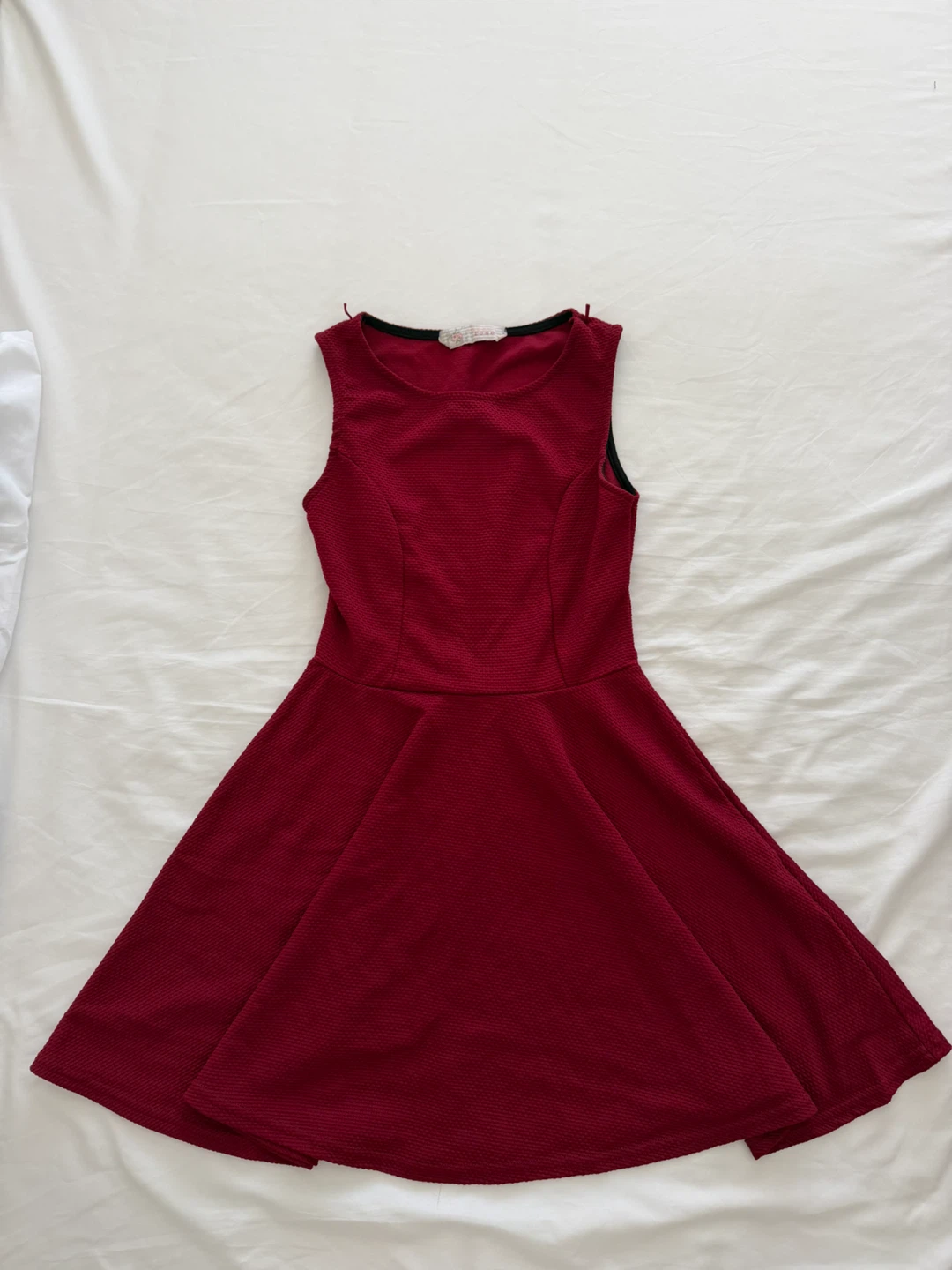 Maroon Textured Fit & Flare Dress