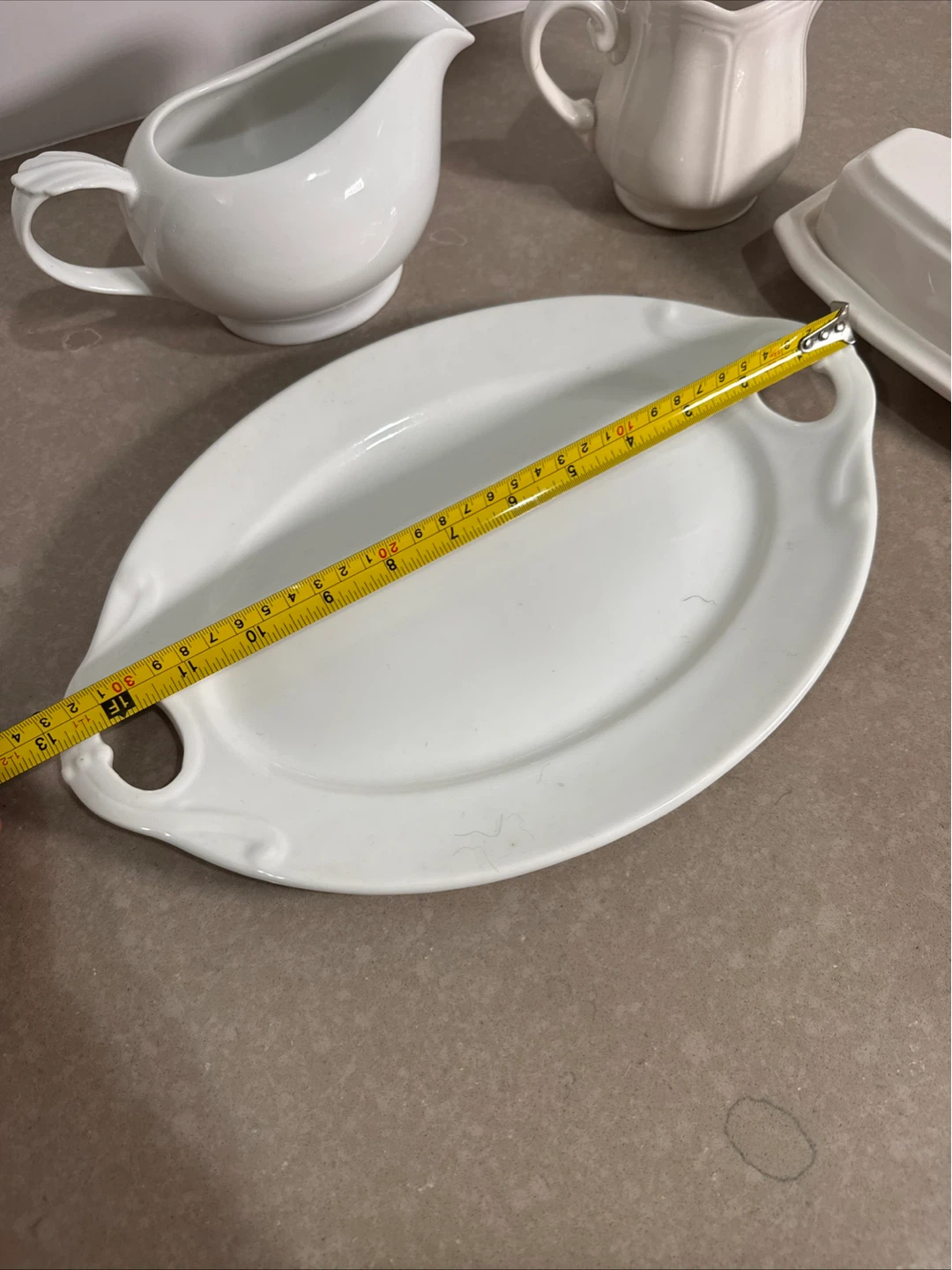 White Ceramic Gravy Boat and Butter Dish - photo 2