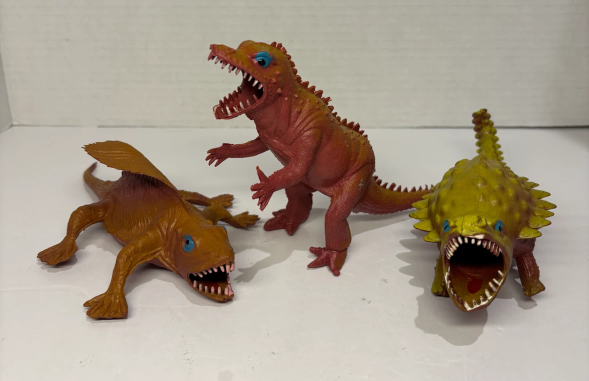 VinyLot of 3 Toy Dinosaurs Made in Hong Kong