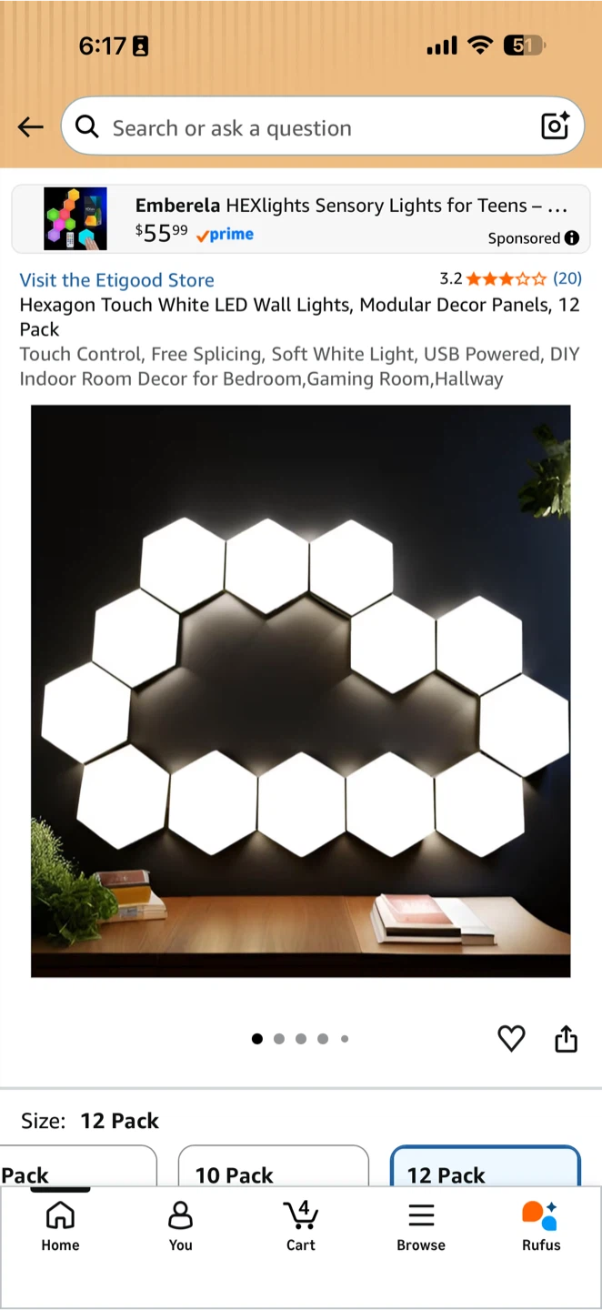 Emberela HEXlights Sensory LED Wall Lights - 12 Pack