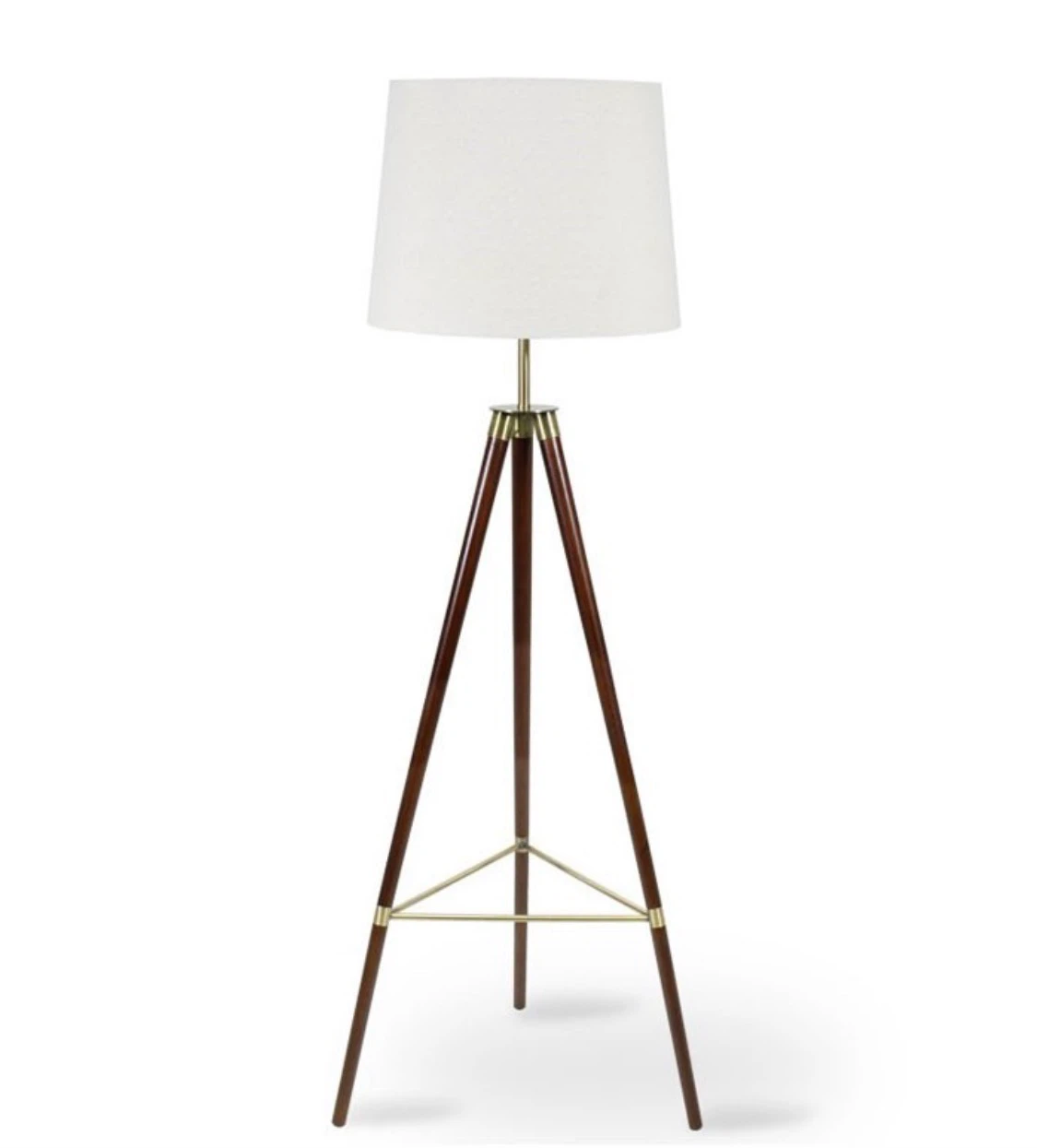 Mid-Century Modern Tripod Floor Lamp – Walnut & Antique Brass - photo 2
