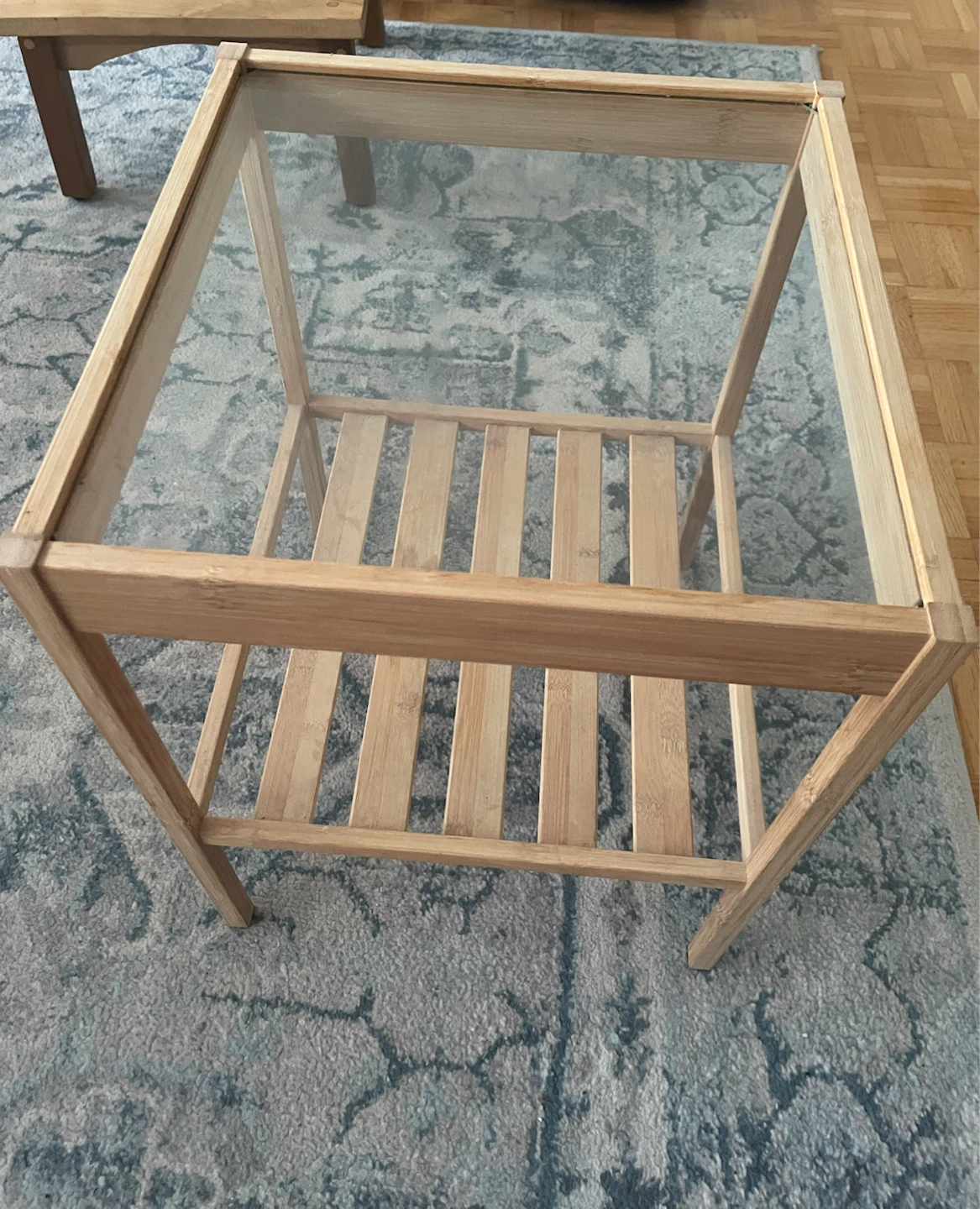 Bamboo and Glass Side Table