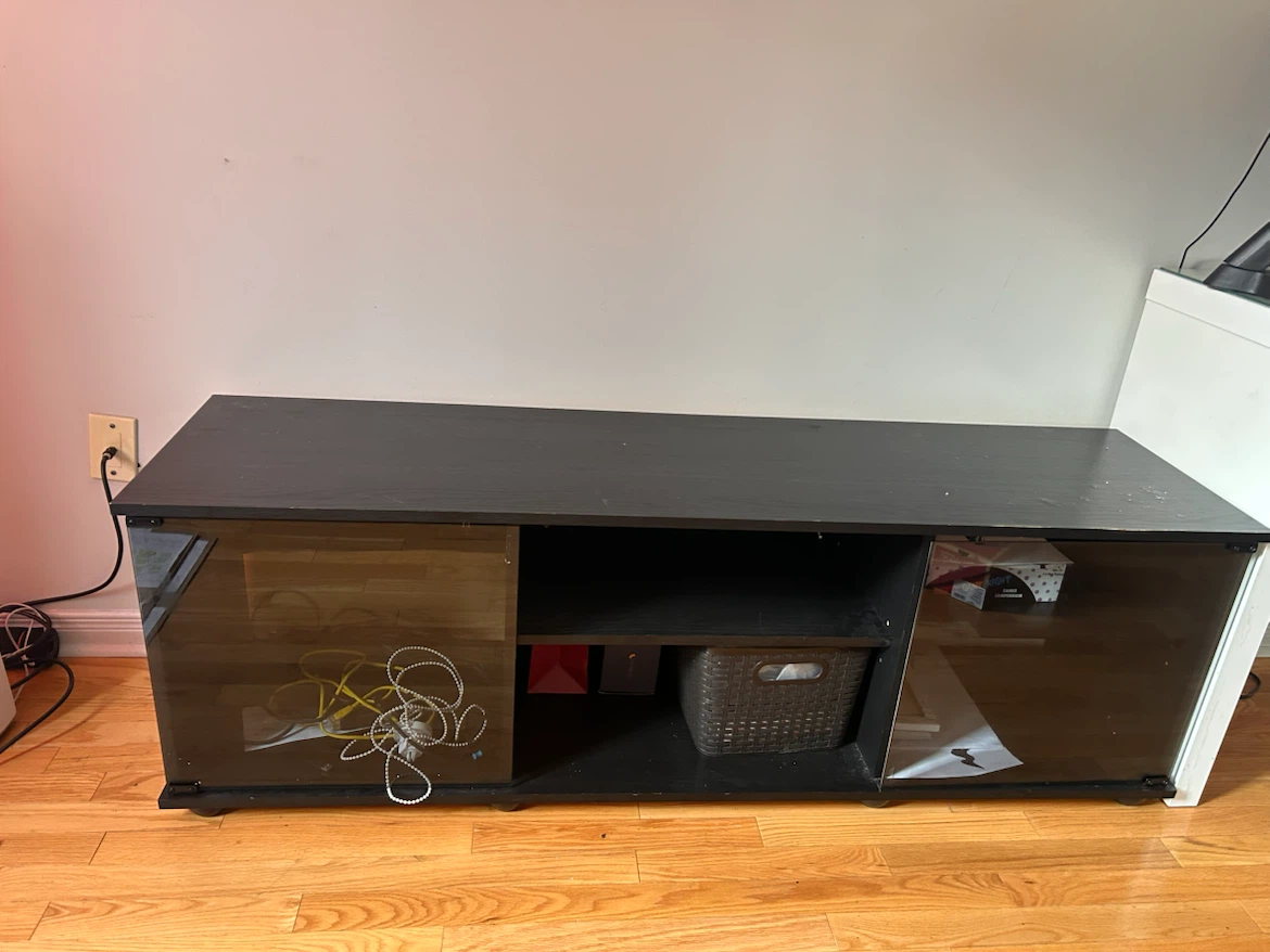 Black TV Stand with Glass Doors - photo 3