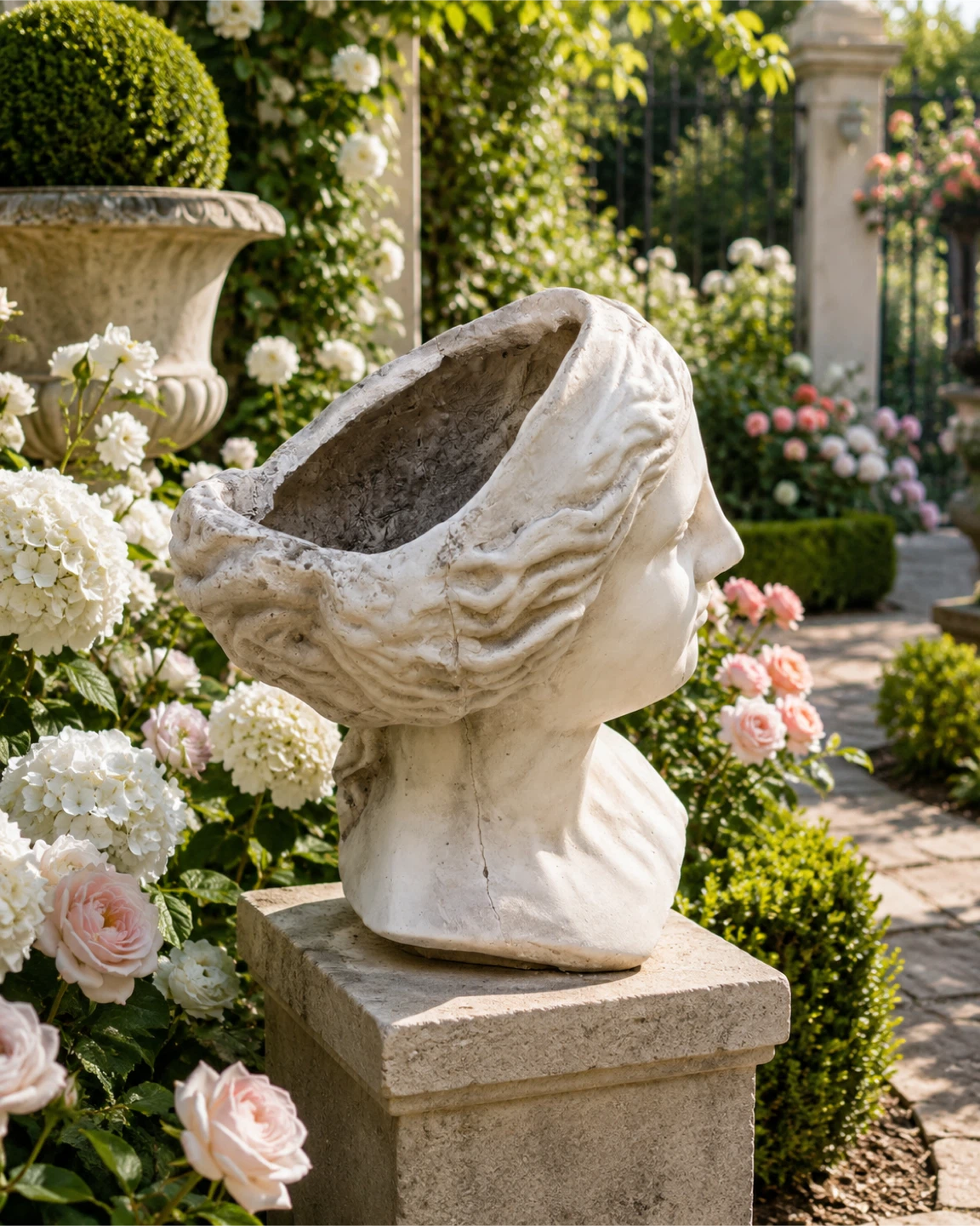Large Roman Head Planter Garden Bust - photo 3