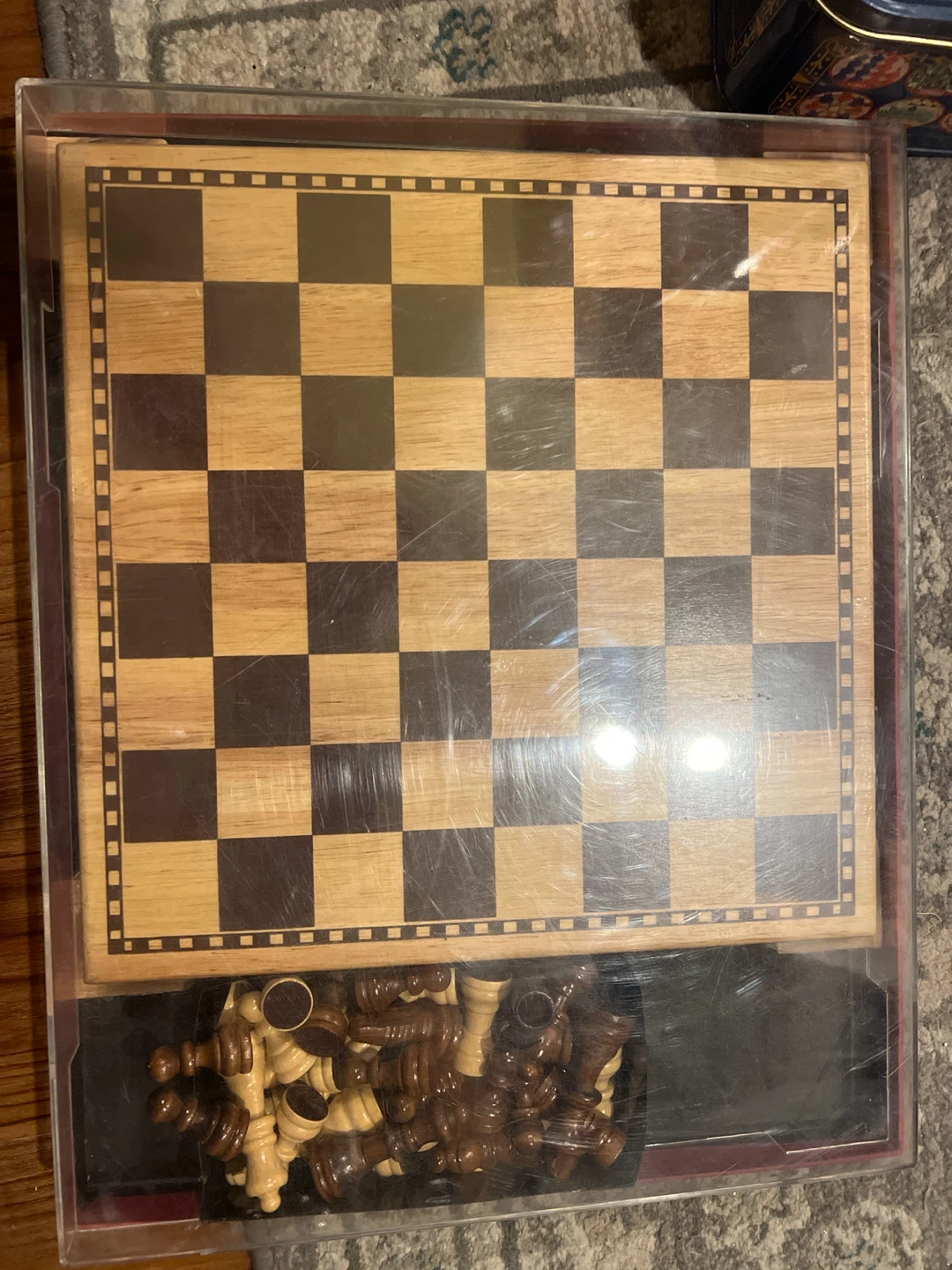 Wooden Chess Set with Plastic Case