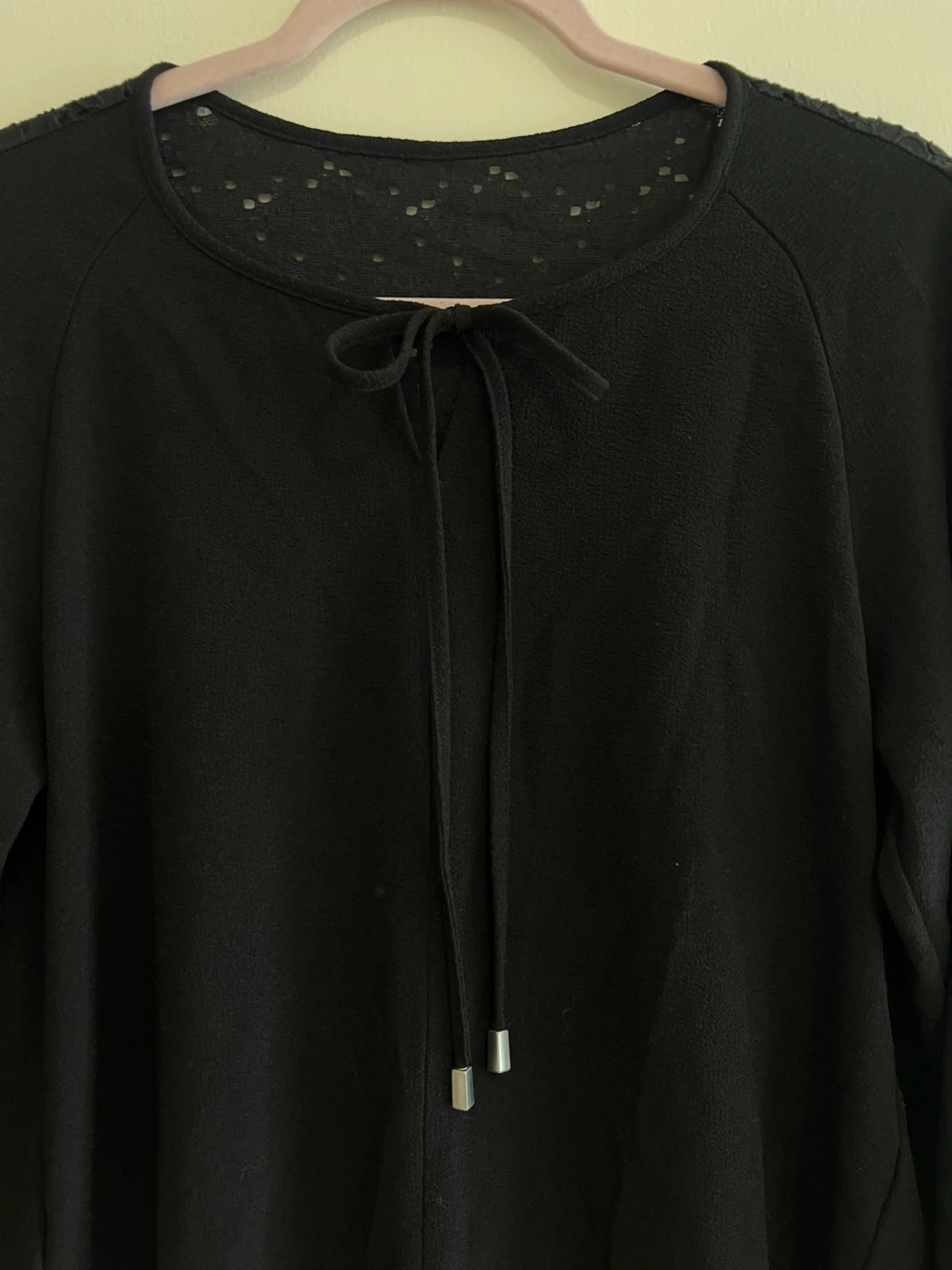 Black long sleeve lace back blouse - photo 2