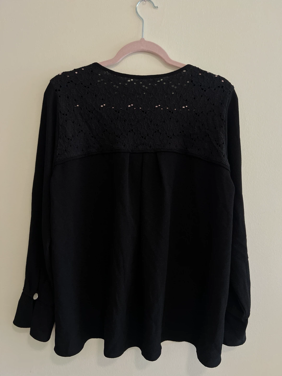 Black long sleeve lace back blouse - photo 4