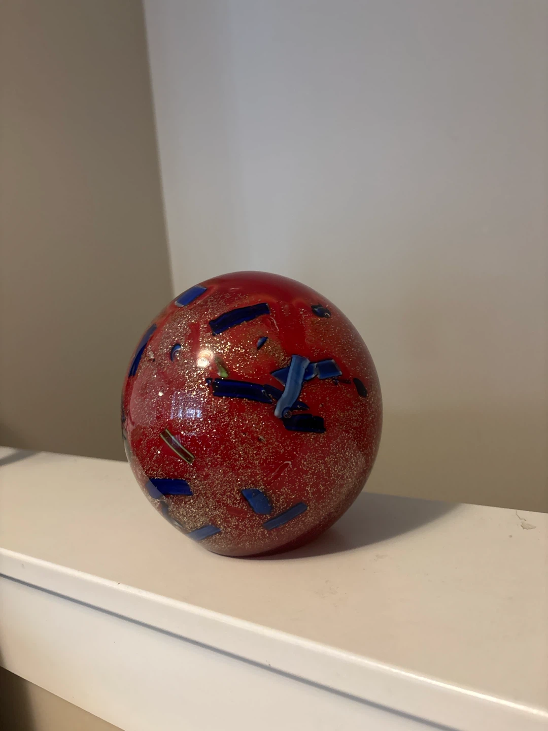 Red Blown Glass Sphere with Gold Flecks - photo 2