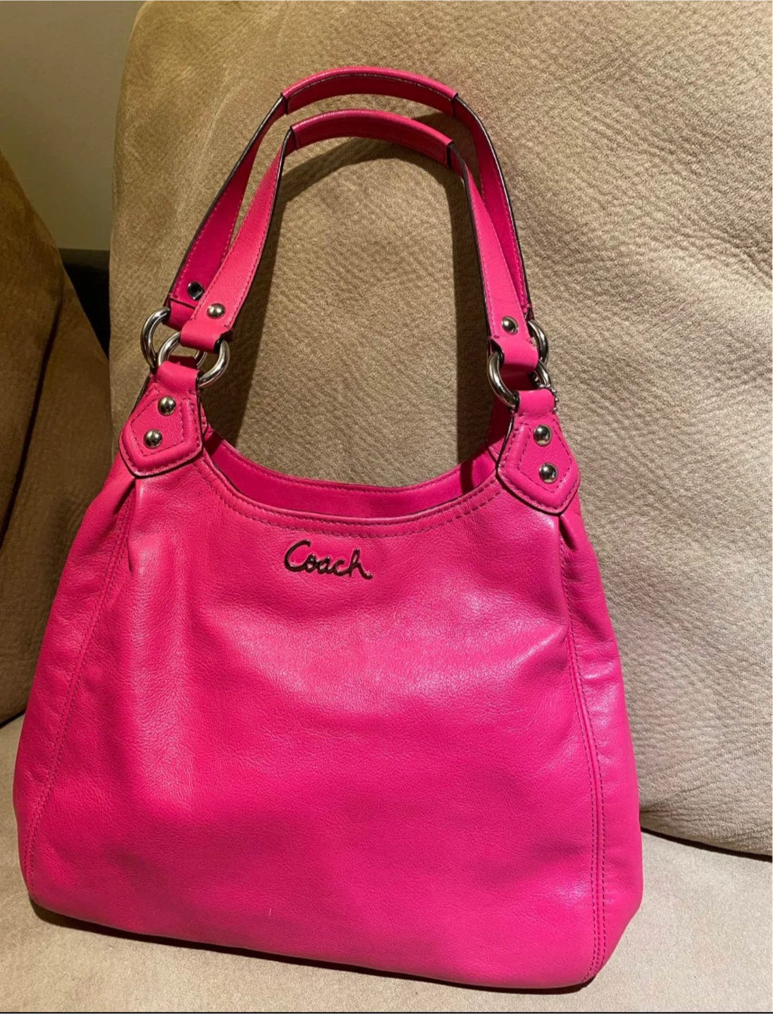 Authentic Coach Pink Leather Hobo Bag
