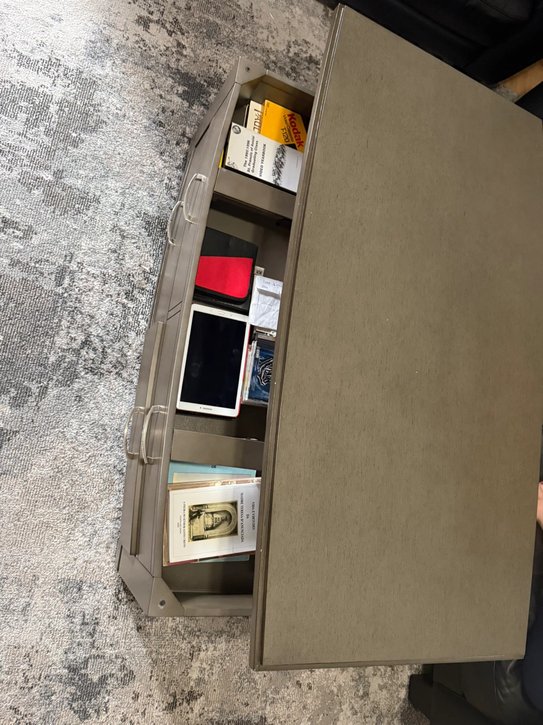Grey Wooden End Table with Drawer - photo 4