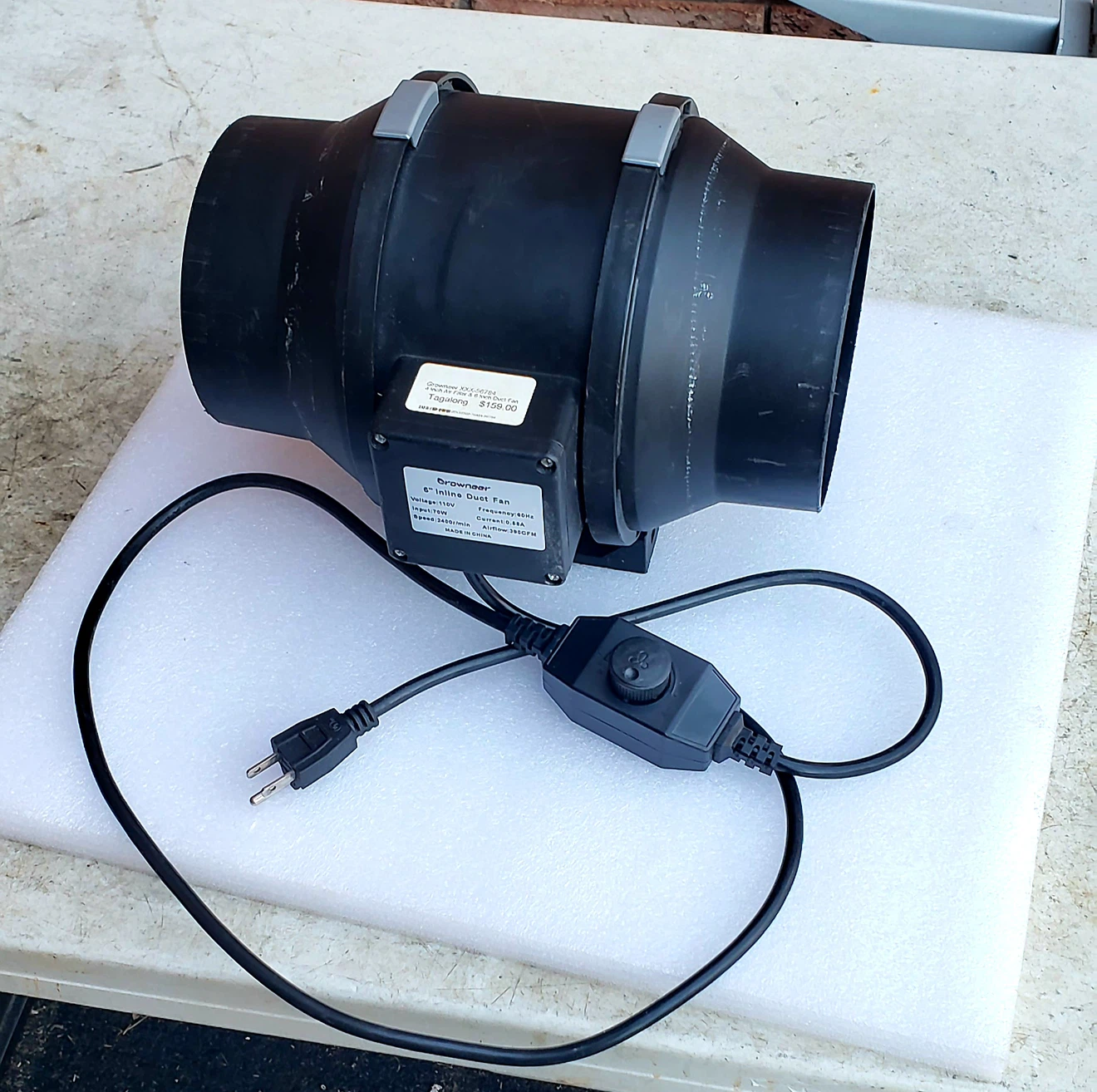 Growneer 6" Inline Duct Fan with Speed Controller