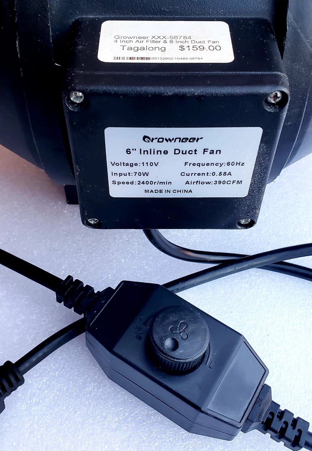 Growneer 6" Inline Duct Fan with Speed Controller - photo 3