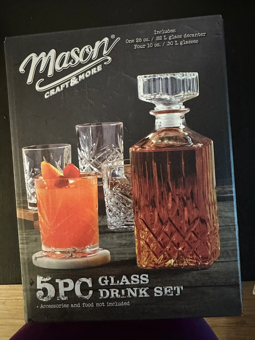 Mason Craft & More 5-Piece Glass Decanter Set – Brand New - photo 2