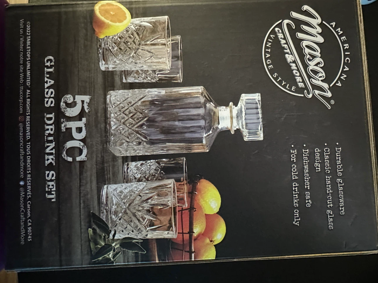 Mason Craft & More 5-Piece Glass Decanter Set – Brand New - photo 3