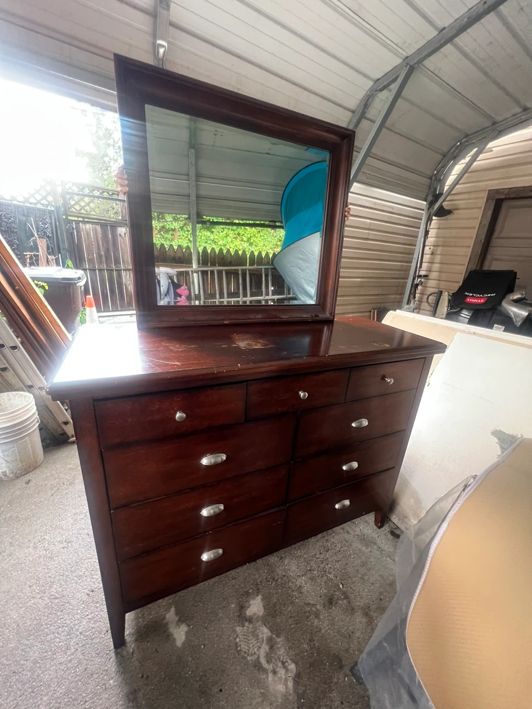 Wooden Dresser with Mirror