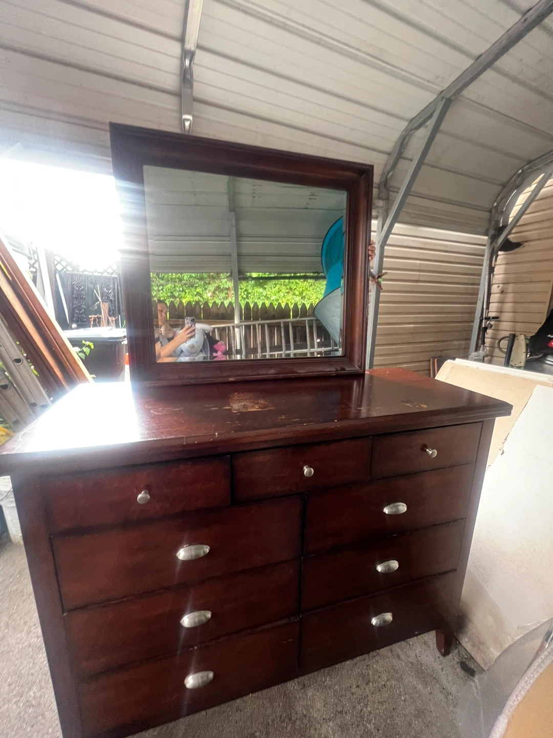 Wooden Dresser with Mirror - photo 2