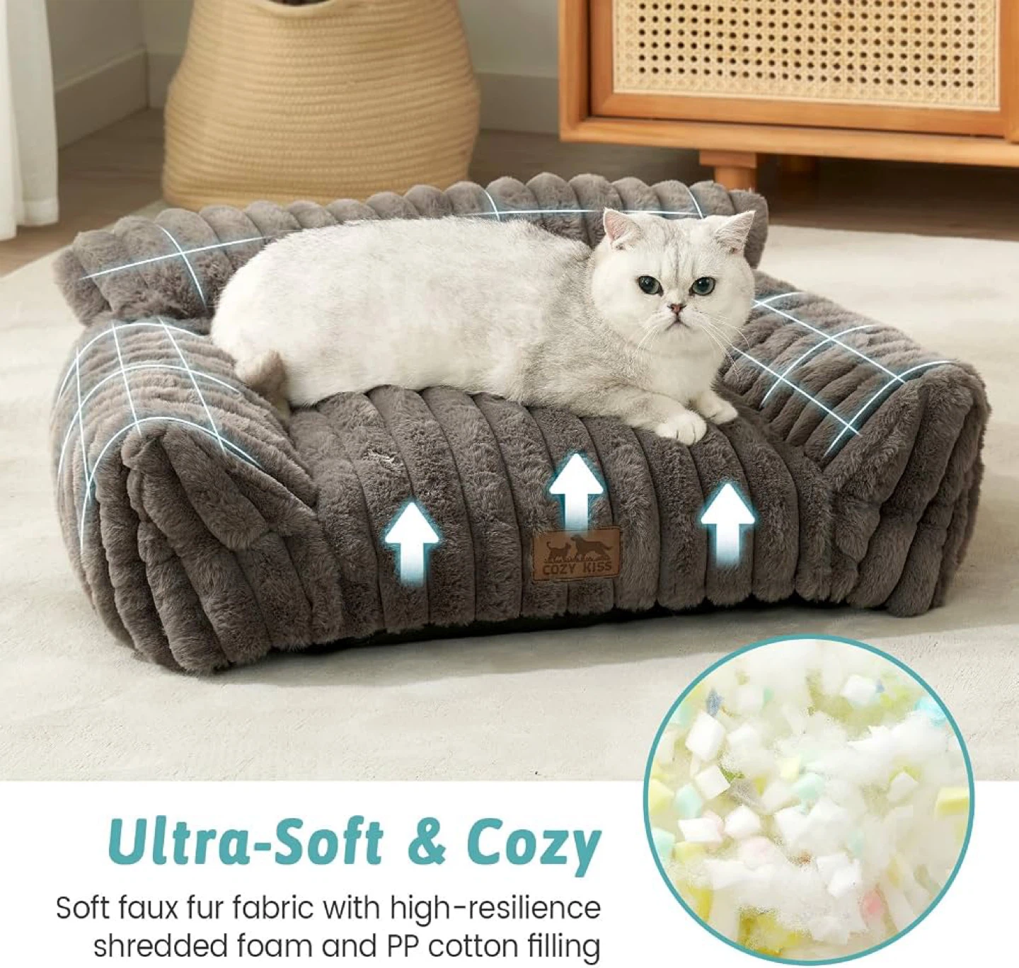COZY KISS Cat Bed Faux Fur Sofa - photo 2